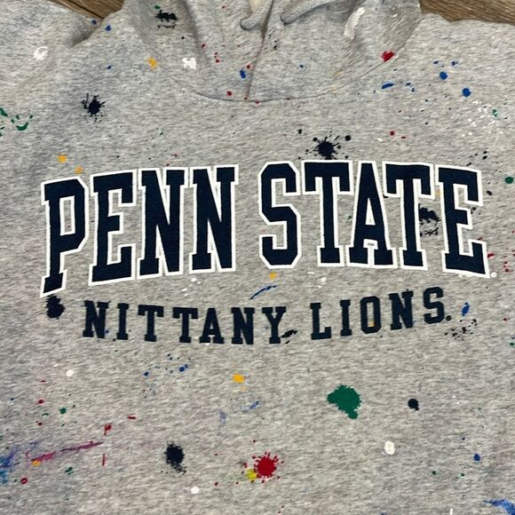 Penn State paint splattered Distressed hooded Sweatshirt - Picture 4 of 4